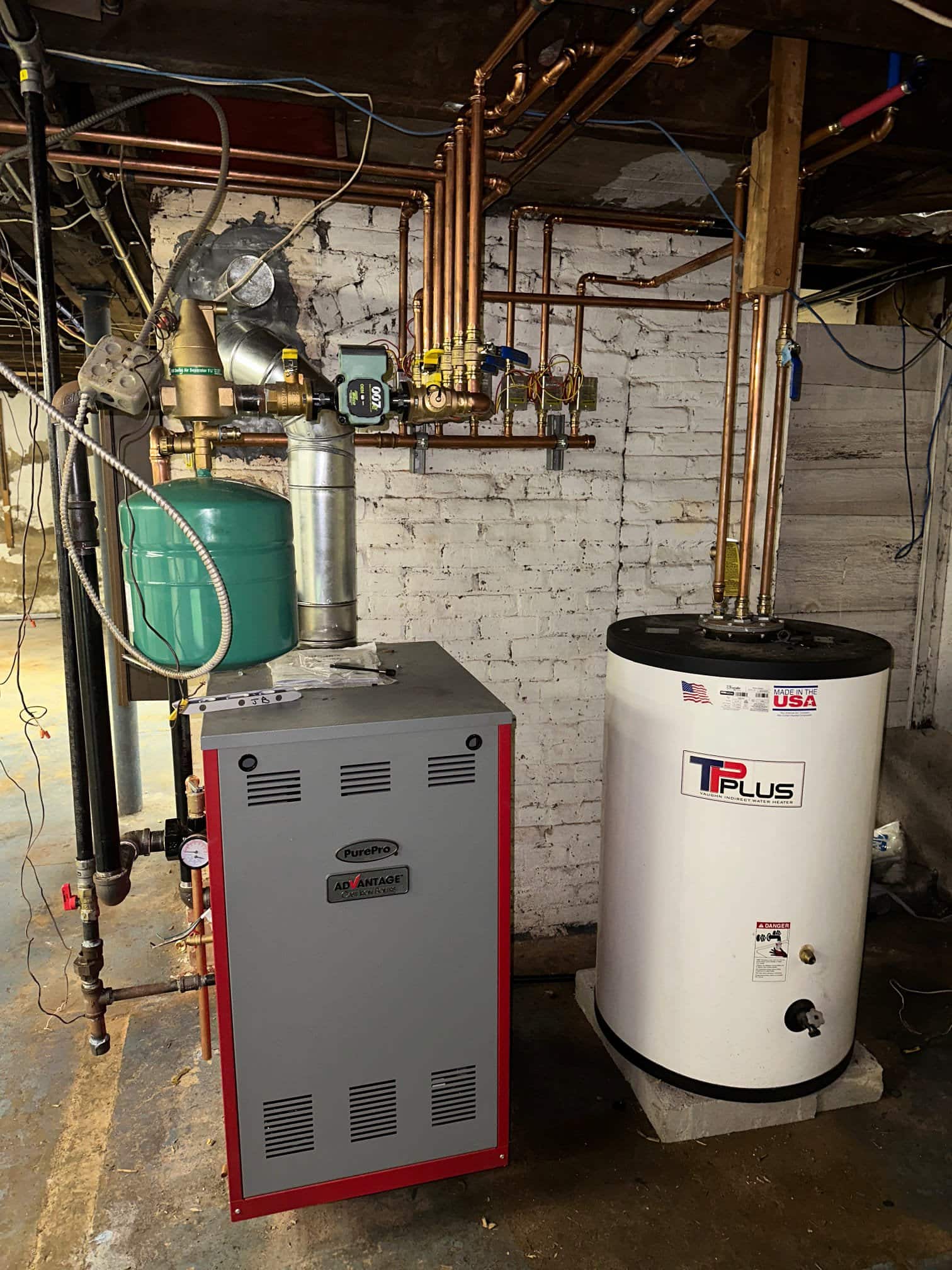 Finished basement boiler and water