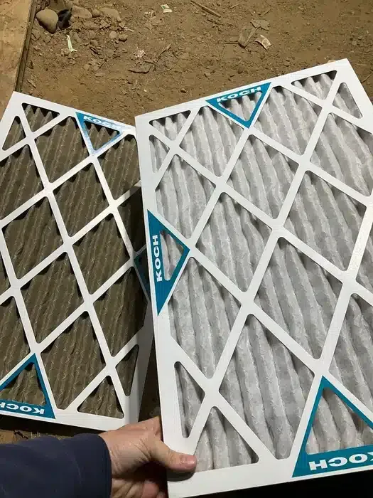 Dirty vs clean HVAC air filters in Northern New Jersey home, demonstrating importance of air filter replacement for indoor air quality