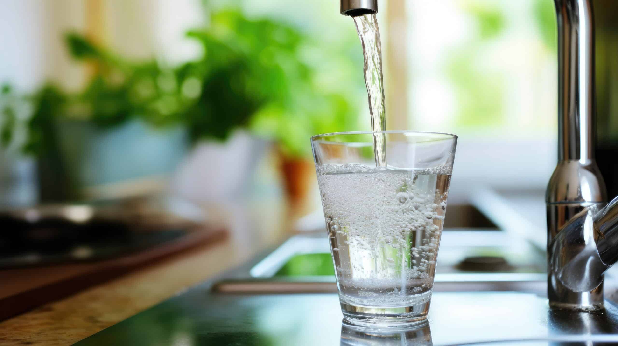 glass being filled with tap water