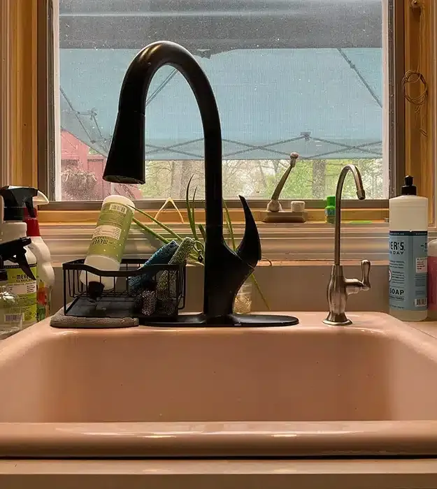 Reverse osmosis drinking water faucet installed at kitchen sink in West Milford, NJ home
