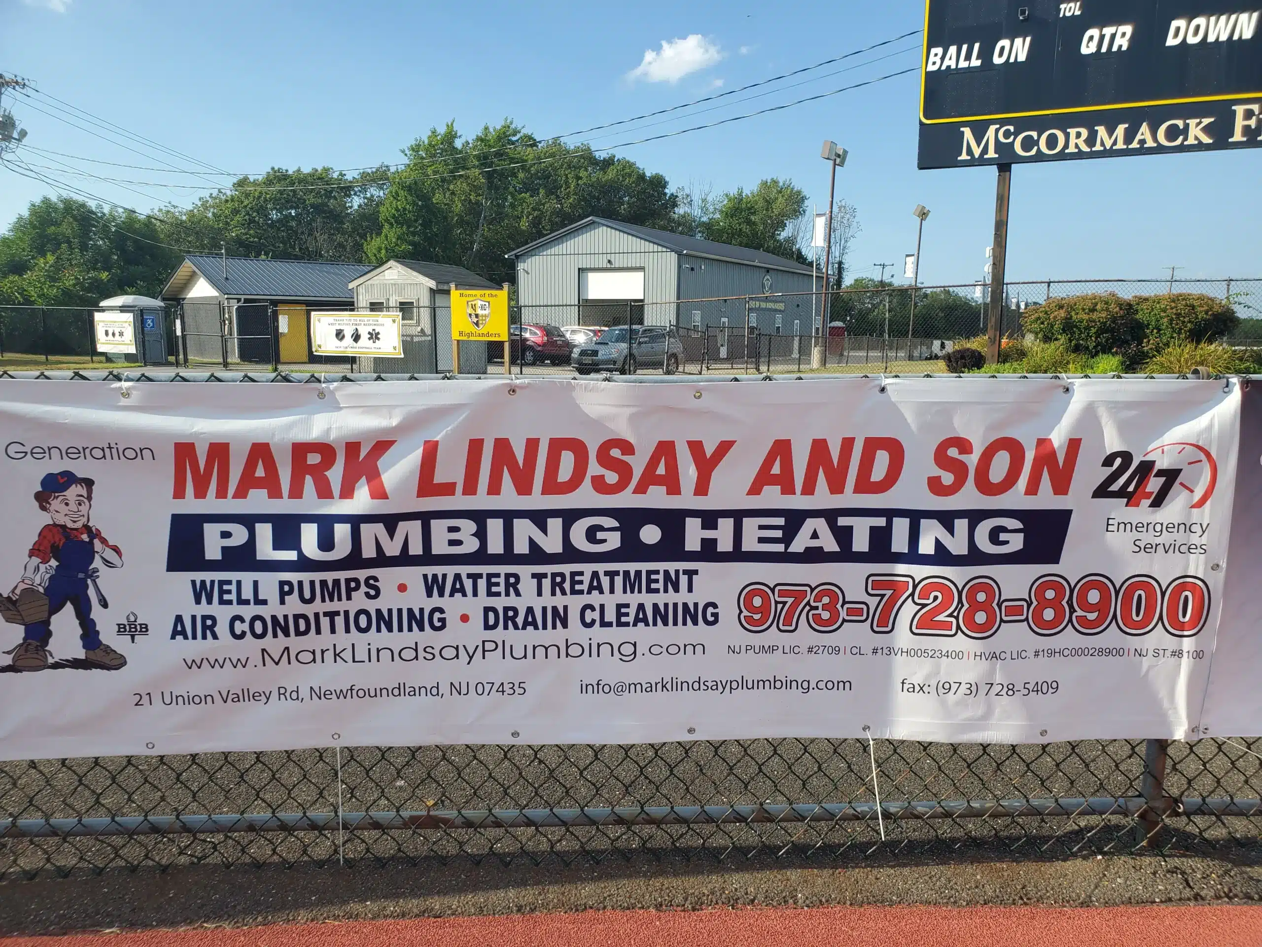 Mark Lindsay Banner at baseball stadium