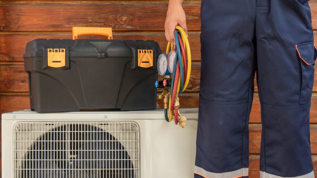 west milford hvac contractor standing next to hvac unit